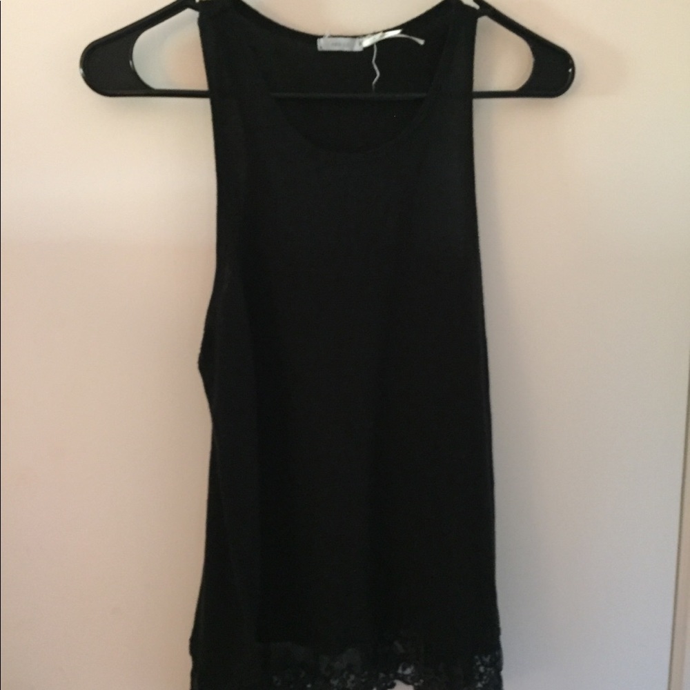 Black Lace Bottom Tank Top